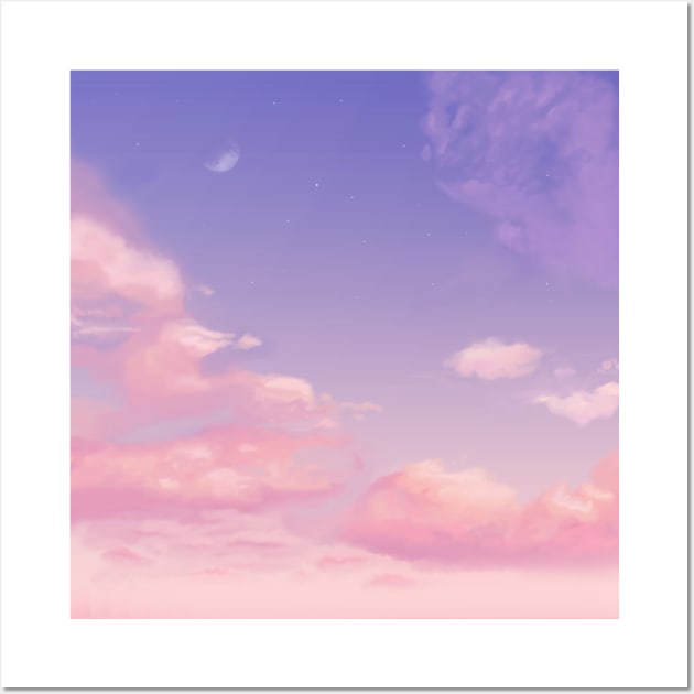 Sky Purple Aesthetic Lofi Wall Art by Trippycollage